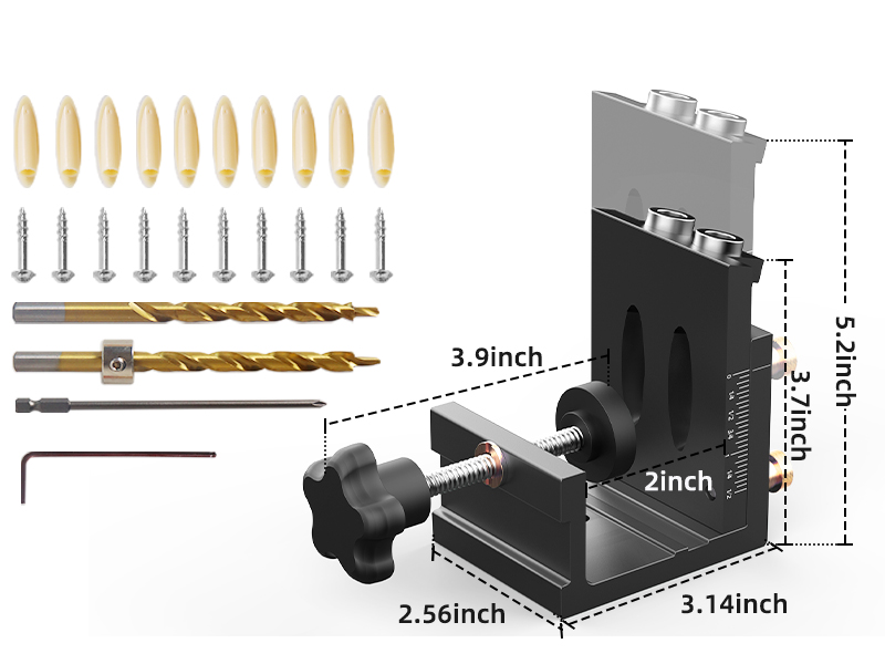 device works フクバコセット HFM Pocket Hole Jig Tool Kit for Carpentry, Pocket Hole