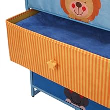 Our dresser for kids has removable fabric drawers