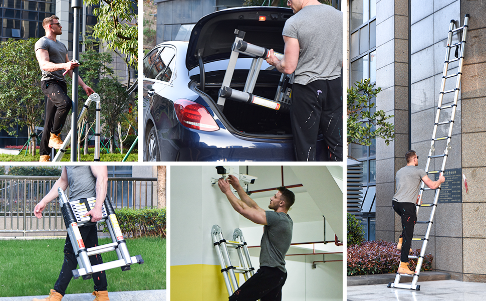 BOWEITI Telescoping Ladder,Telescoping A Frame Ladder with Balance Bar