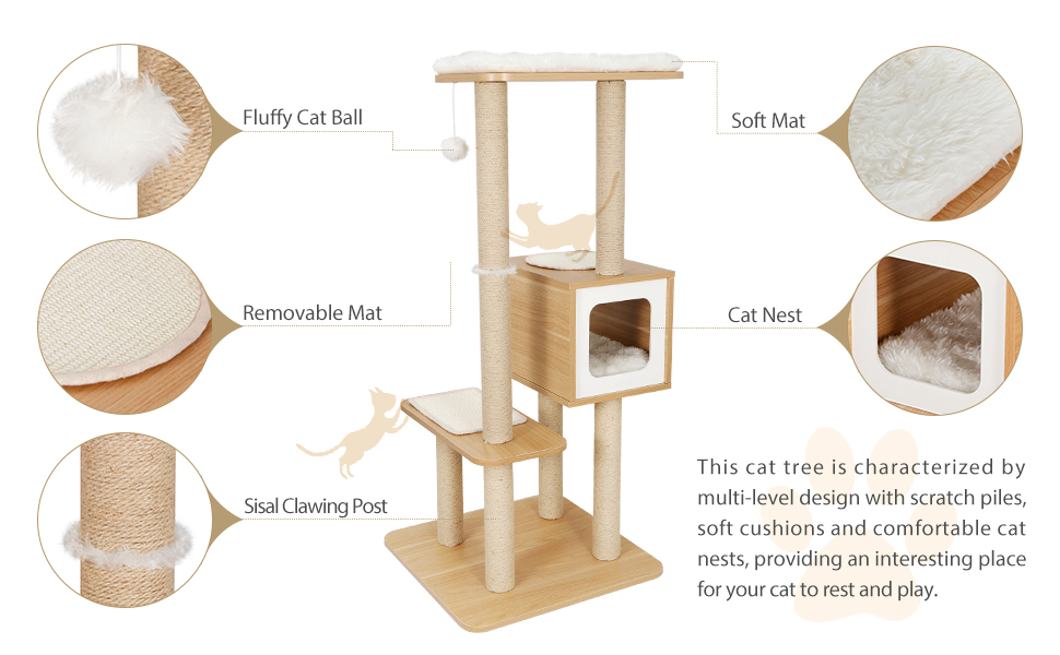 Nova Microdermabrasion Modern Cat Tree Wooden Cat Tree Cat