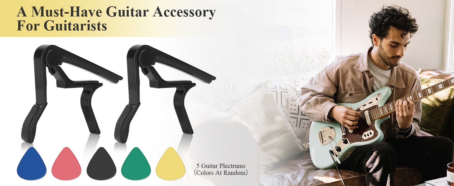 Guitar Capo, Black Capo for Acoustic Guitars, 6String