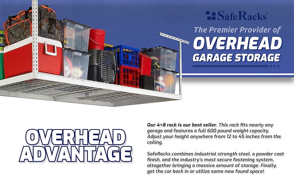 SafeRacks 4x8 Overhead Garage Storage Rack Heavy Duty