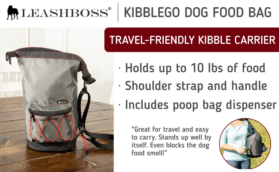 Pet Supplies Leashboss KibbleGo Dog Food Travel Bag with Storage