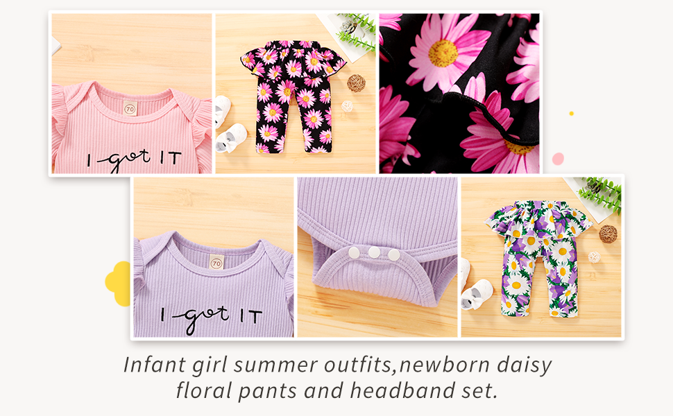 pink daisy black skirt pants set for toddler girl