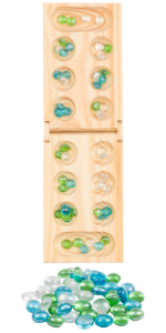 regal games solid wood mancala travel set glass marbles foldable wood 