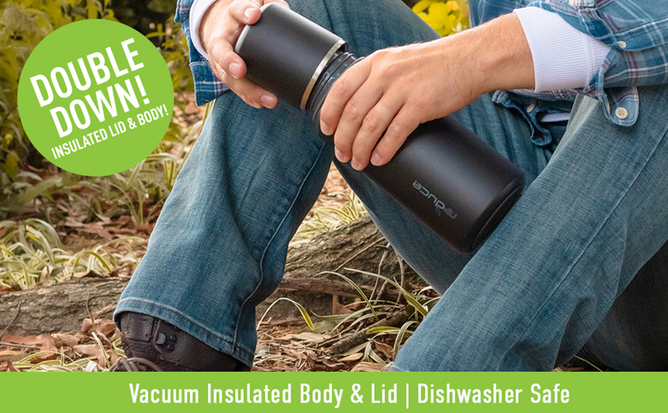 Reduce Insulated Performance Flask, 34oz 24 Hours Hot, 60 Hours Cold Insulated Lid Doubles