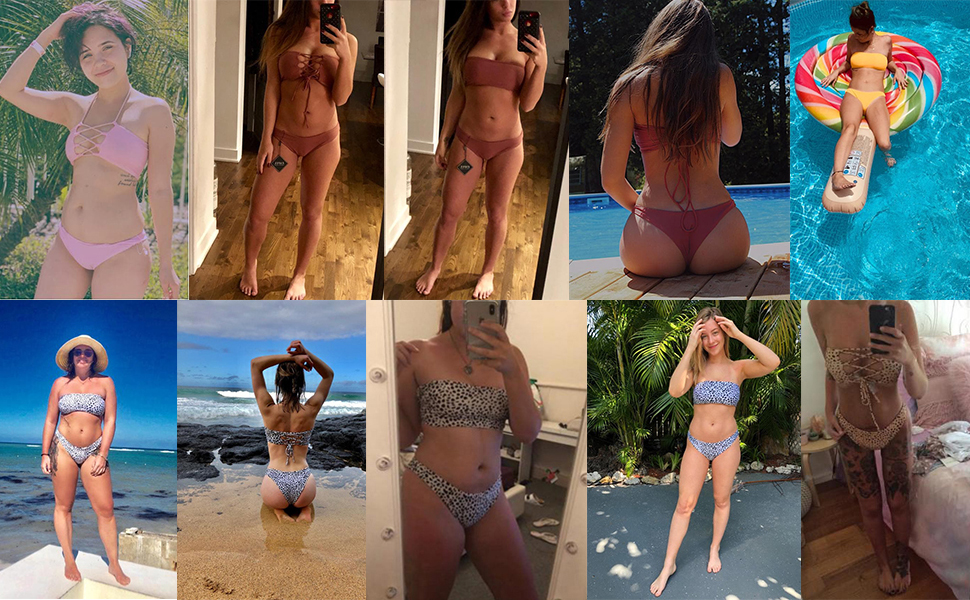 ZAFUL Back Lace-up Bandeau Bikini Set