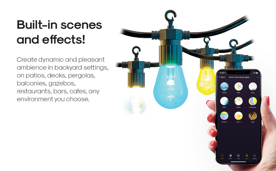 Atomi Smart ColorChanging String Lights 36ft, 12
