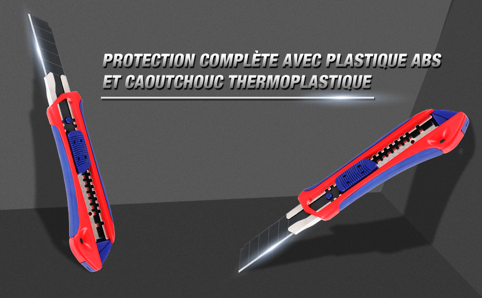 WORKPRO Lot De 5 Cutters Professionnels, Couteau Utilitaire Rétractable 18mm, Couteau De Graphique Avec Lame En SK5 (20 Lames De Rechanges Compris), Idéales Pour Couper Les Papiers, Les Cartons 13 2