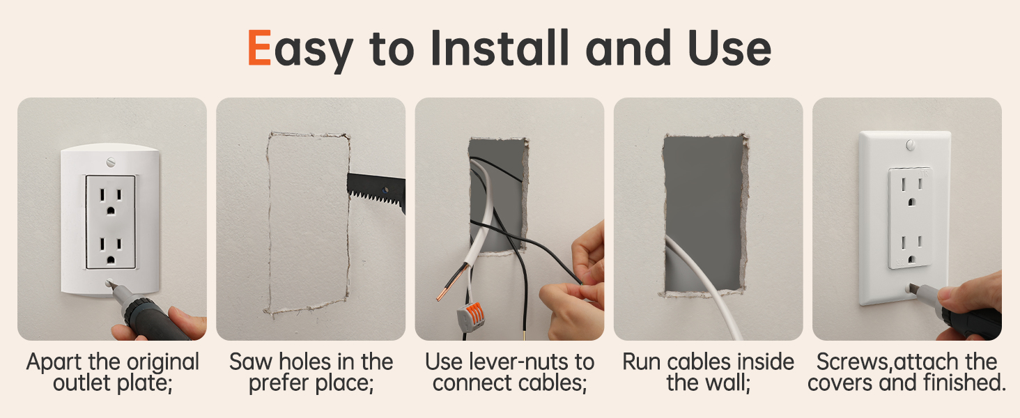 ELECPOW in Wall Outlet Relocation Kit, Power Plug Outlet