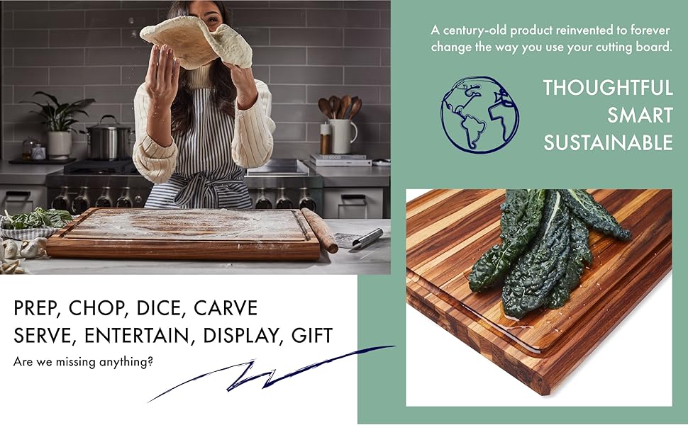 Women making pizza dough from scratch on a wood cutting board, she is tossing it in the air.