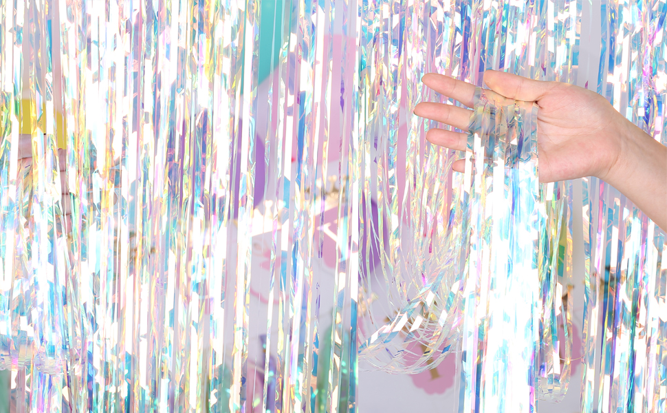 Asunflower Metallic Foil Fringe 6.5Ft Iridescent Fringe