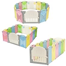 COSTWAY Box Recinto Per Bambini Recinto Di Gioco, Parco Giochi Per Bambini Con Protezioni, Ideale Per Domestico O Asilo, 14 Pezzi Di Recinto (BB5301CL) 14 3