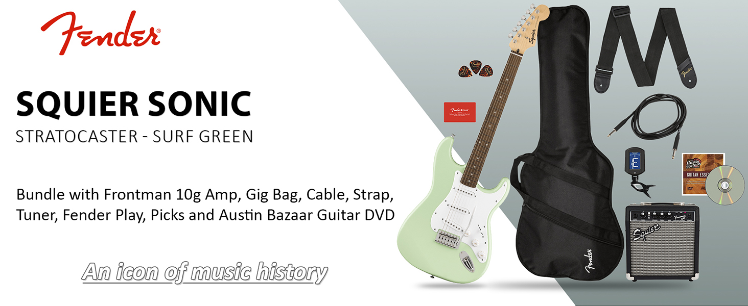 【10800】 Squier Stratocaster surf Green Squier Sonic Stratocaster Limited-Edition Electric Guitar