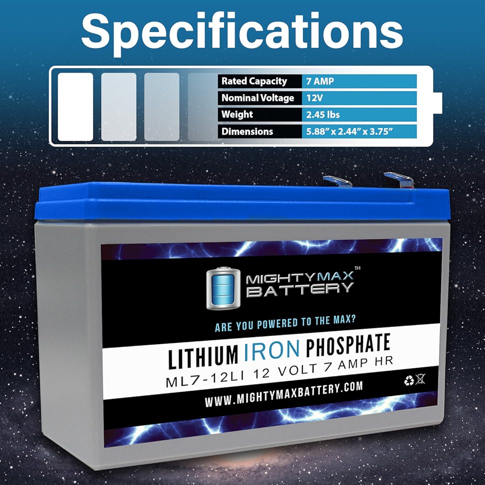 Amazon.com: 12V 7AH Lithium Replacement Battery Compatible with ...