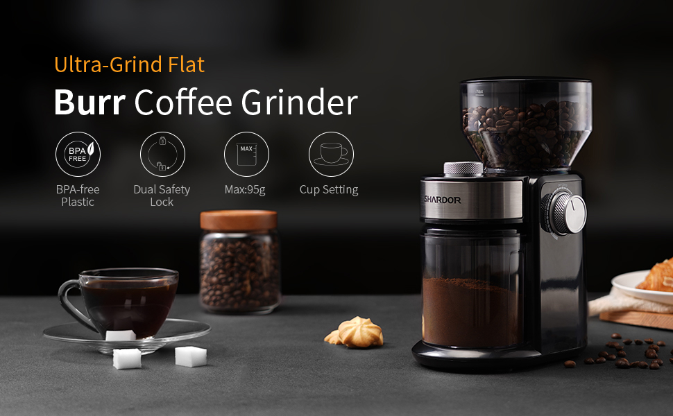 SHARDOR Burr Grinder Mill Electric Coffee Grinder with 16 Fine to Coarse Grind Size and 214