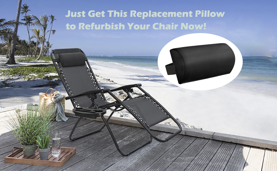 Amazon Com Universal Replacement Pillow Headrest For Zero Gravity Chair With Elastic Band Removable Padded Headrest Pillow For Zero Gravity Chairs Lounge Chair Brown Patio Lawn Garden