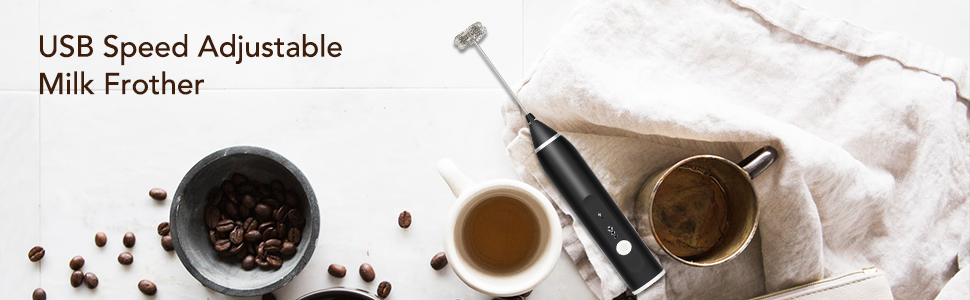 milk frother with 2 spring whisk heads for coffee latte cappuccino hot chocolate.