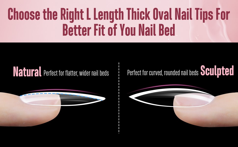 Length Thick Oval Nail Tips