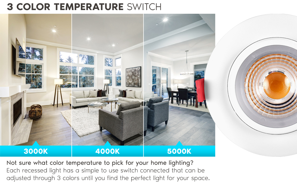 Gimbal LED Recessed Low Profile Downlights Retrofit Lights No Can Housing 4 Inch 4" Shallow Ceiling