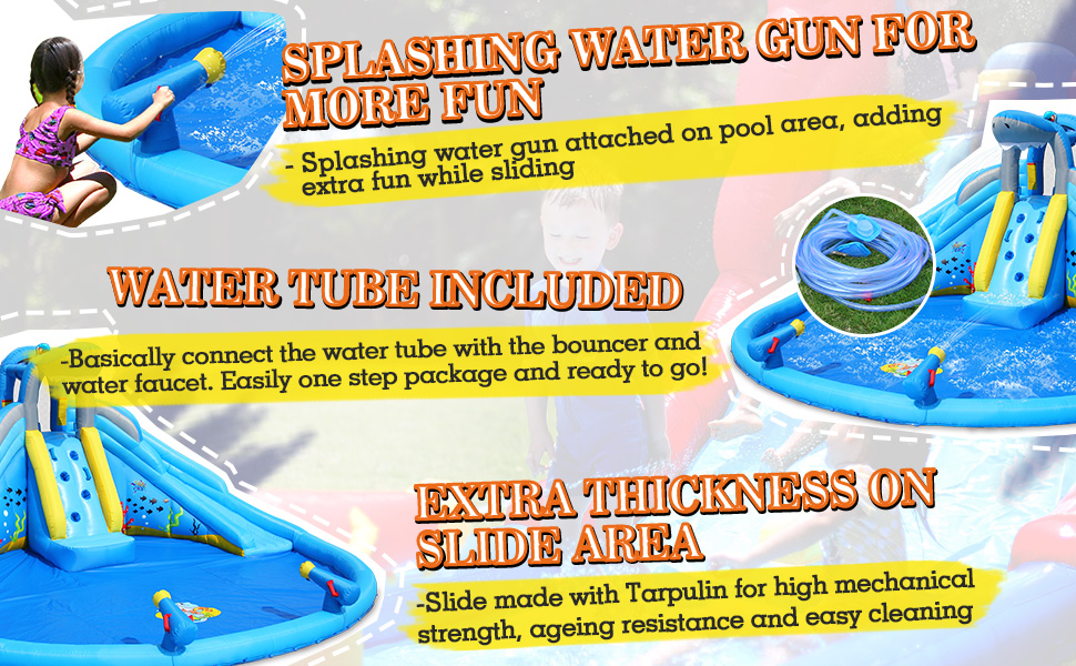 ACTION AIR Inflatable Water Slide, Double Waterslides Shark