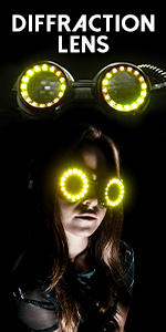 Diffraction, goggles, edm, rave, rave gear, flow art, lights, glow, flow lights, LED, LED Goggles