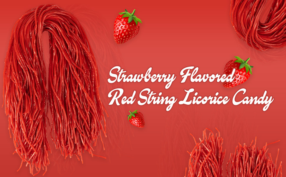 Dee Best Strawberry Flavored Red String Licorice Candy