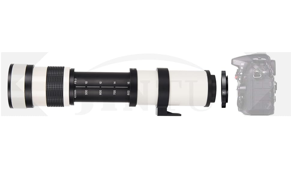 JINTU 420-800 mm Telelens, camera zoomlens F/8.3-16, handleiding MF ...
