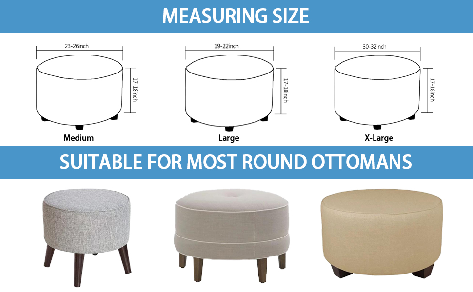 VIENLOVE Round Ottoman Slipcover