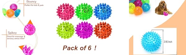 Pack of 6 Spikey Flashing Bouncy Balls