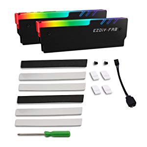 EZDIY-FAB ARGBメモリヒートシンク2セット(4個)&冷却用(ブルー) Amazon | EZDIY-FAB 新しいバージョン RGB RAM 冷却 メモリ