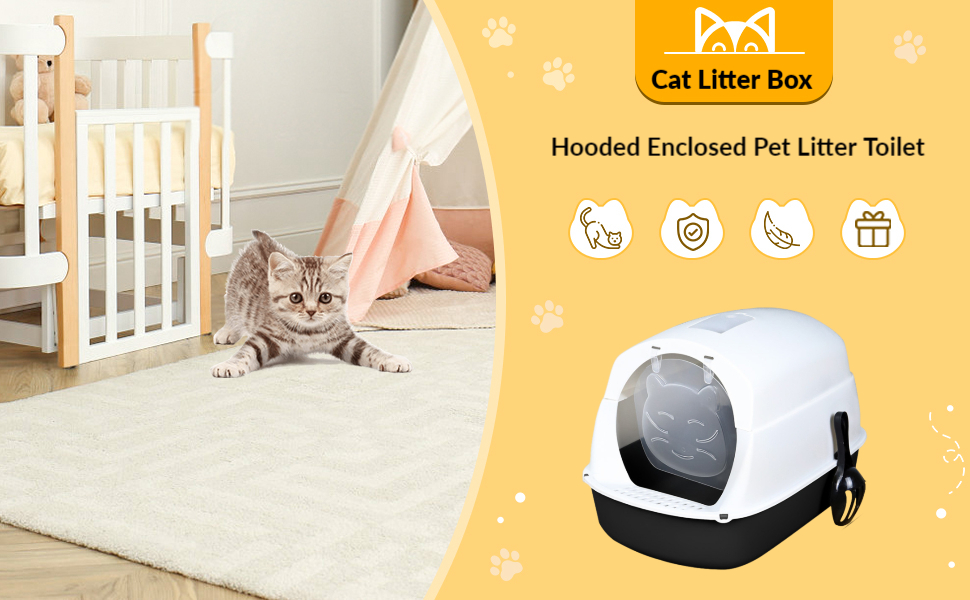 IEUDNS Hooded Cat Litter Box Cat Litter Tray Enclosed Cat