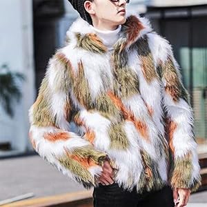 Amazon | [JINPIN] ファーコート メンズ フェイク 毛皮コート