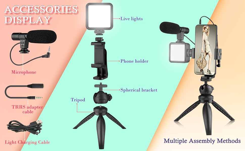 Smartphone Camera Video Kit, Video Microphone Vlogging kit, Video Rig