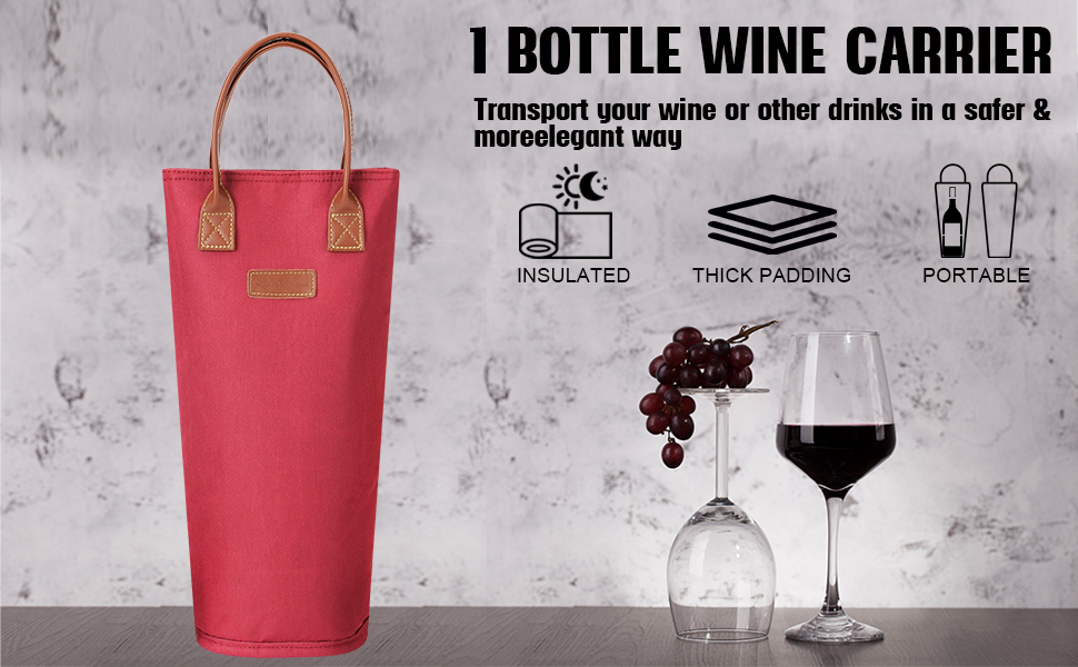 ZORMY Insulated Wine Carrier for 1 Bottle with Handle