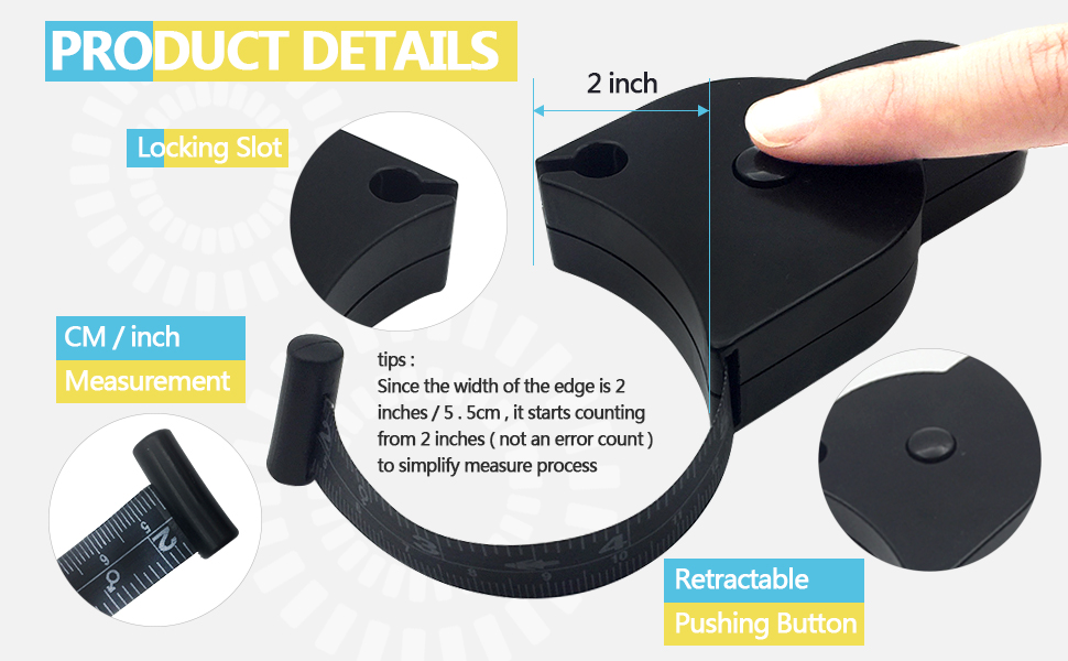 Body Measuring Tape, Tape Measure for Body Measuring, Retractable Body Measurement Soft Cloth Fabric Tape Kit for Weight Loss, Lock Pin and Push Button, 60 inch/150cm 11 Measuring Tape for Body