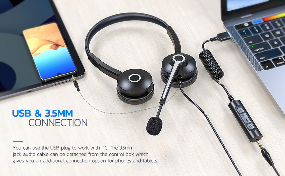 NULAXY Computer Headset, 3.5mm Jack Headsets with Noise Cancelling