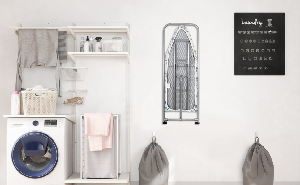 Duwee 14"x38" Wall Mounted and Door Mounted Ironing Board with Heat