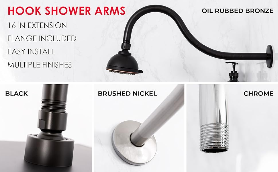 Shower Head Extension Arm by JS Jackson Supplies, 16 inch Assembled