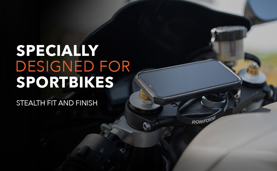 sportbike stem mount; motorcycle stem mount; rokform; secure; aluminum stem mount; universal; tough