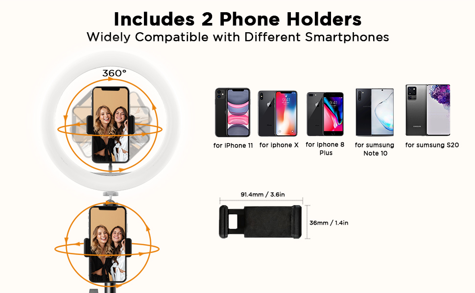 Ring light with phone holders