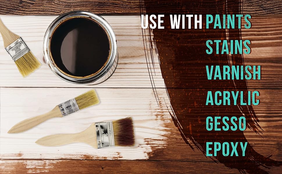 20 Piece 4 Assorted Sizes 100% Pure White Bristle Paint & Chip Brushes