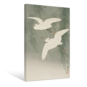 Amazon.co.jp: 日本の絵師 小原古邨 作品 柳と白鷺 複製画 風景画 装飾