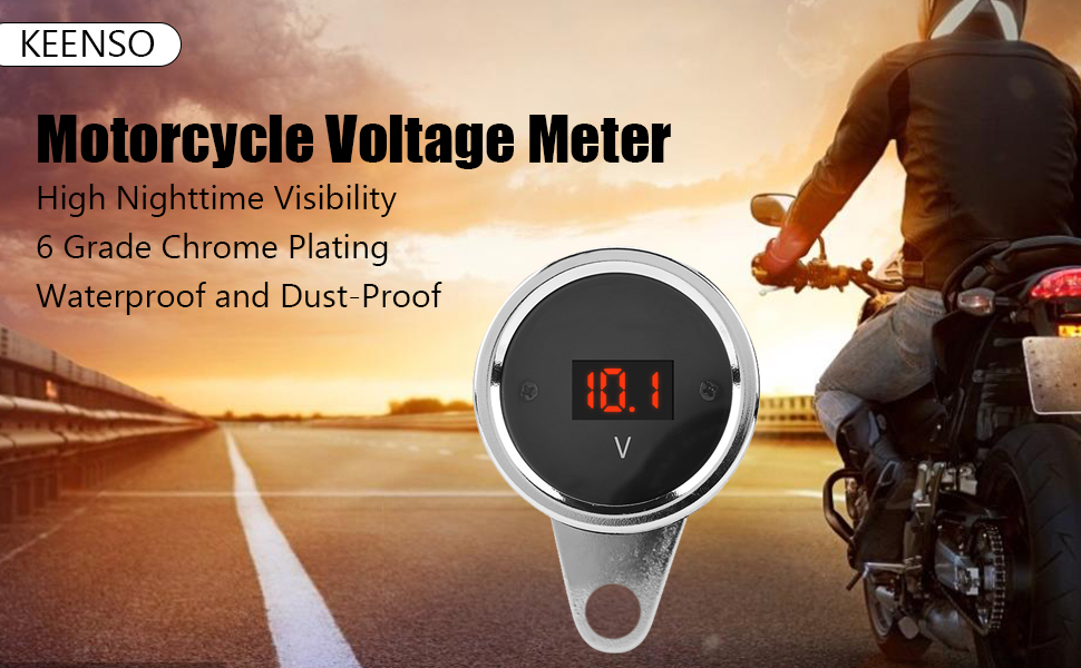 Keenso Motorcycle Voltage Meter Waterproof, New CS378 12V