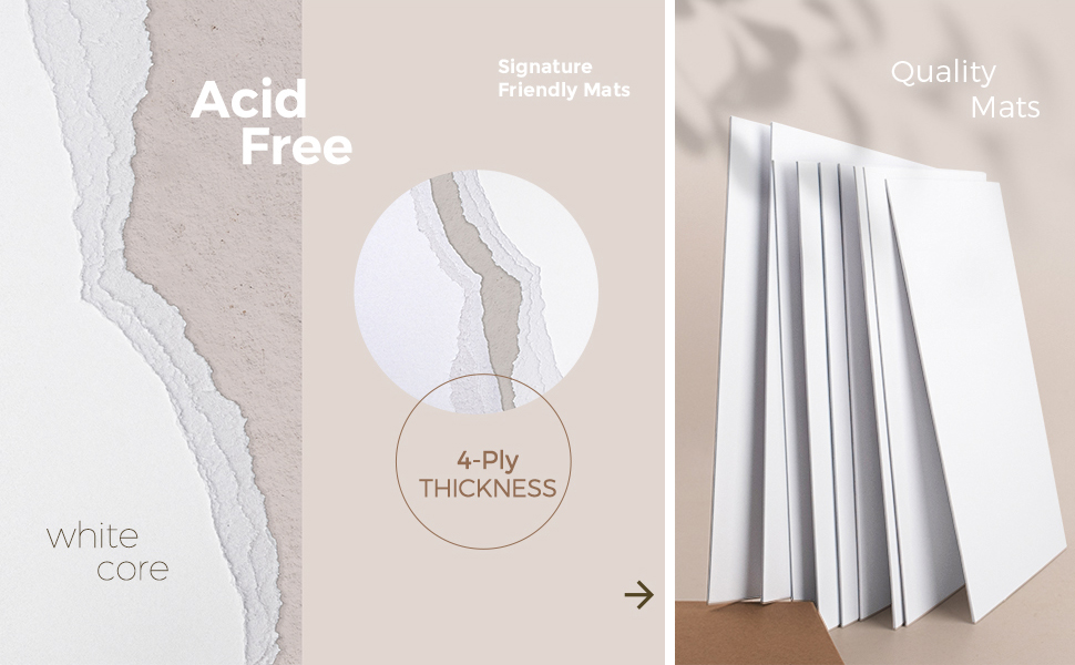 Mat Board Center, 50 Pieces 8x10 White Uncut Mat Boards