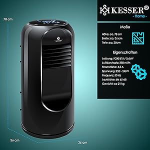 KESSER® Klimaanlage Mobil Schwarz - Kühlen, Luftentfeuchten, Lüften, Ventilator 9000 BTU/h, Klima, Fernbedienung und Tim 1e167ae4 E5fe 439a A3ad 5b6af18ecb3a. CR0,0,3000,3000 PT0 SX300 V1