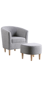 DAZONE accent barrel chair with ottoman grey