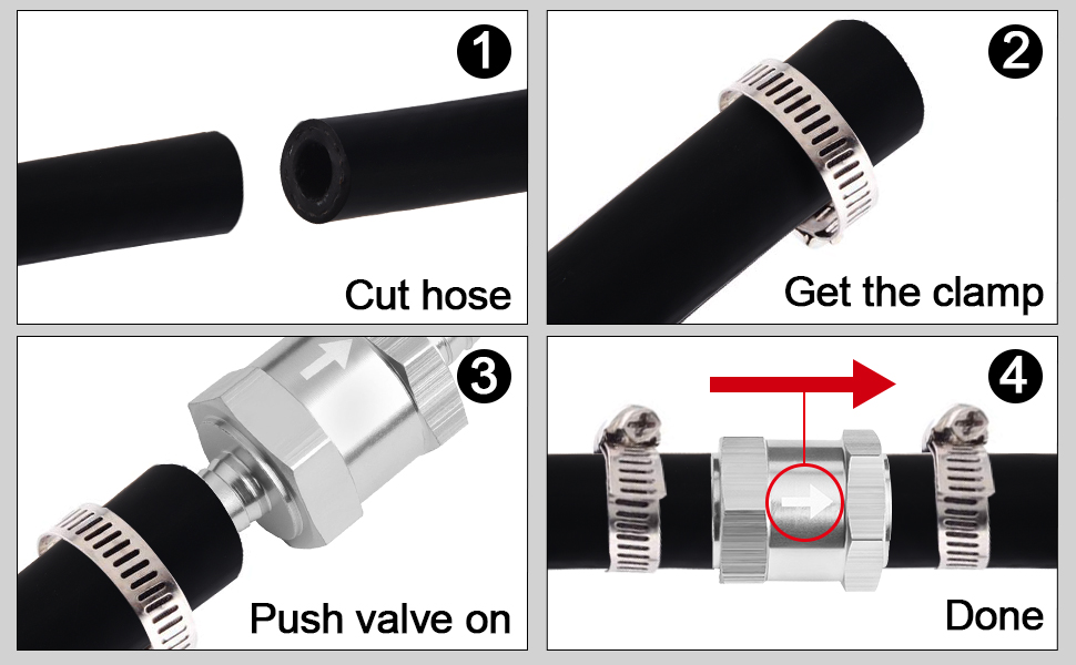 EVIL ENERGY 3/8" 10mm Fuel Line One Way Check Valve Non Return Diesel Aluminium