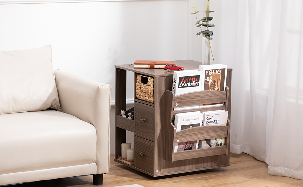 Rotating End Table, Modern Farmhouse End Table with