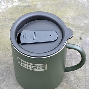 HEECN Double Wall Camping Green Mug With lid 300ml 450ml hess-038bbkBG_5